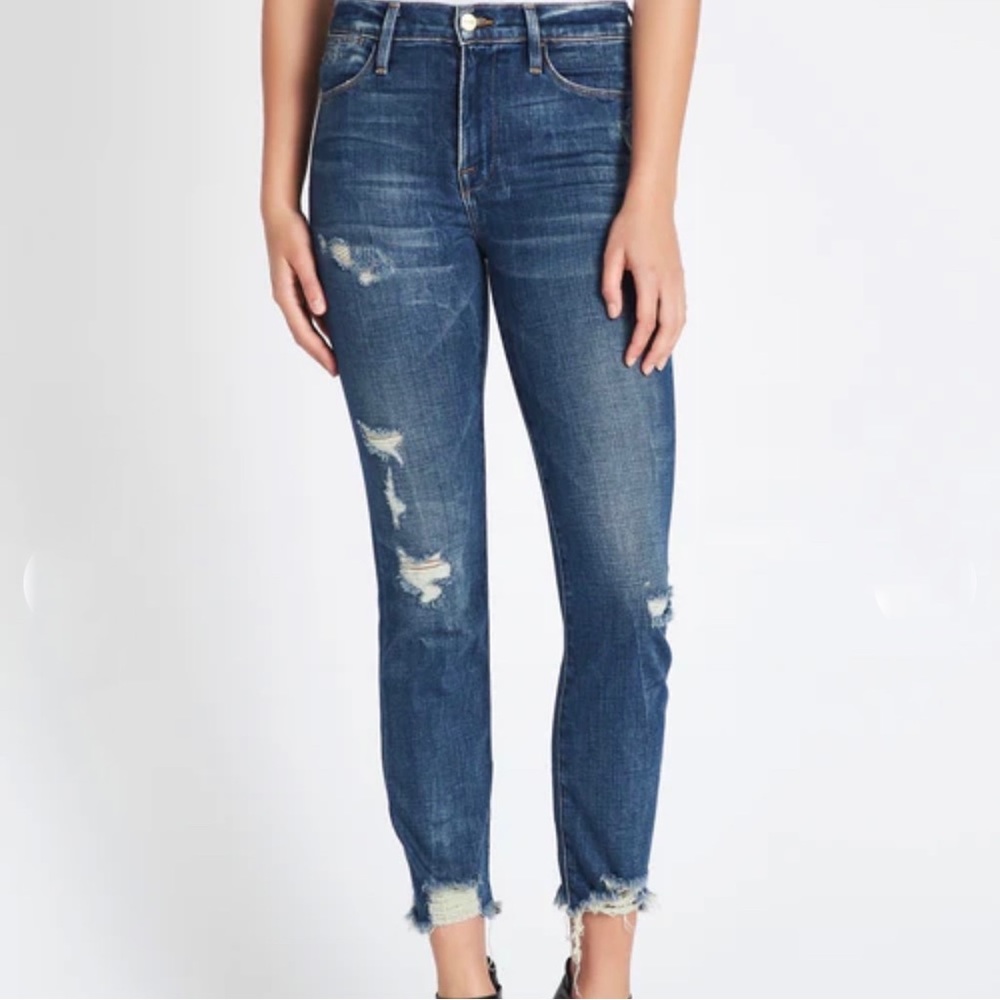 FRAME Denim Distressed Le High Straight Jean Size 28